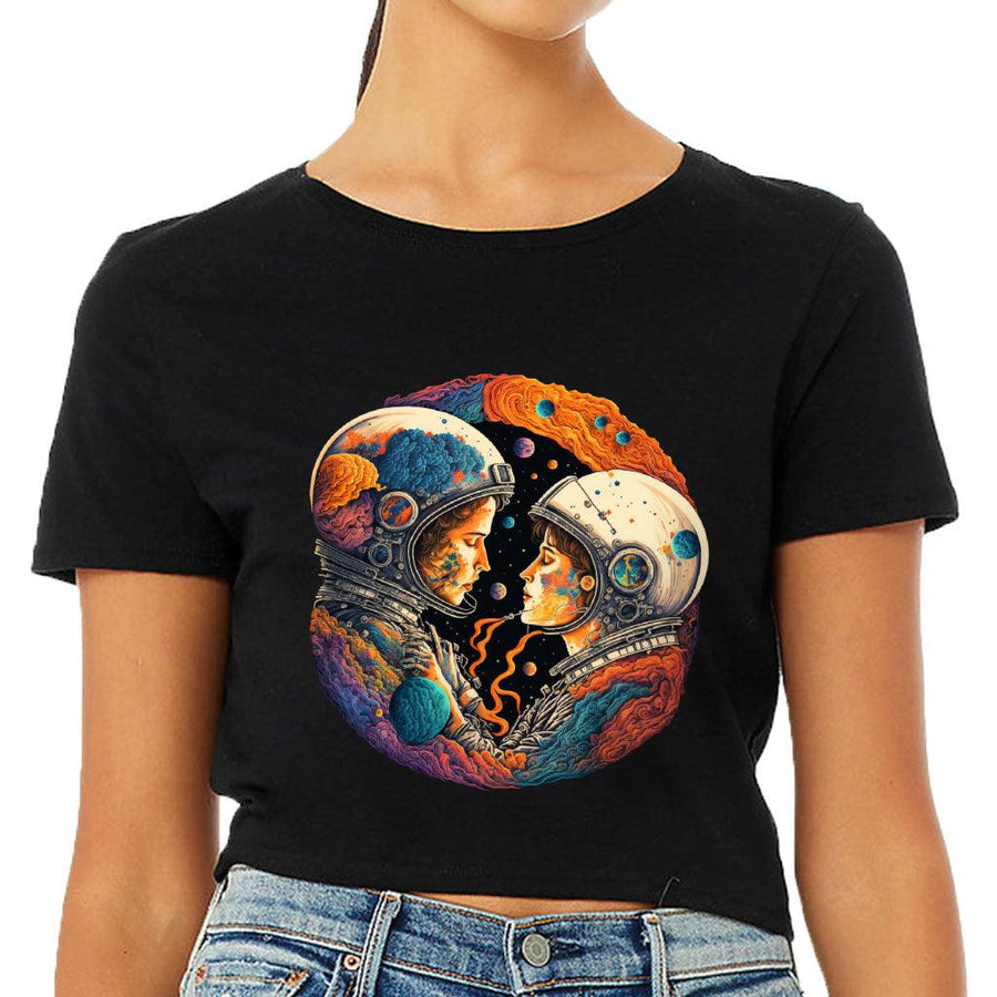 Love Astronaut Women's Cropped T-Shirt - Fantasy Crop Top - Art Cropped Tee - MRSLM