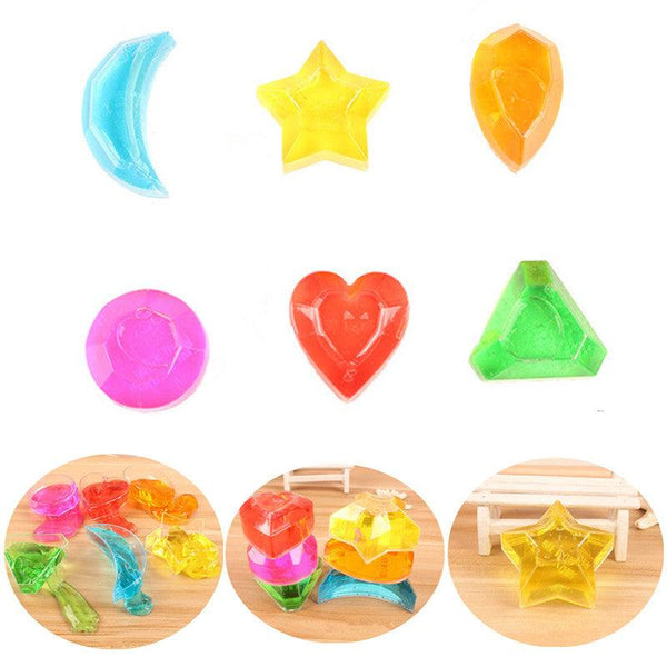 6PCS Crystal Slime Diamond Star Heart Moon Simulated Mud Jelly Plasticine Stress Relief Gift Toy - MRSLM