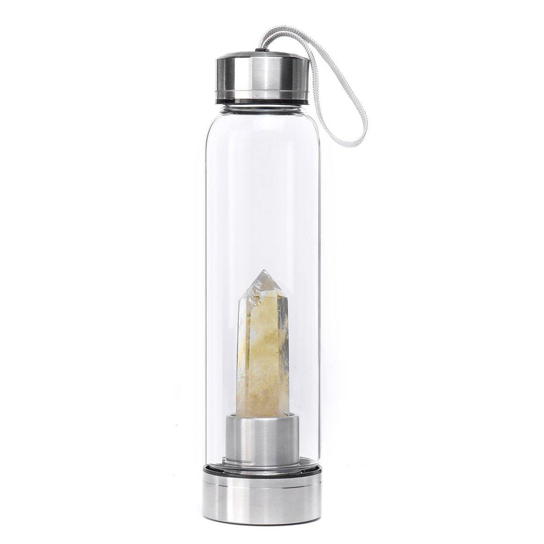 Natural Gemstone Crystal Healing Obelisk Wand Elixir Quartz Water Bottle - MRSLM