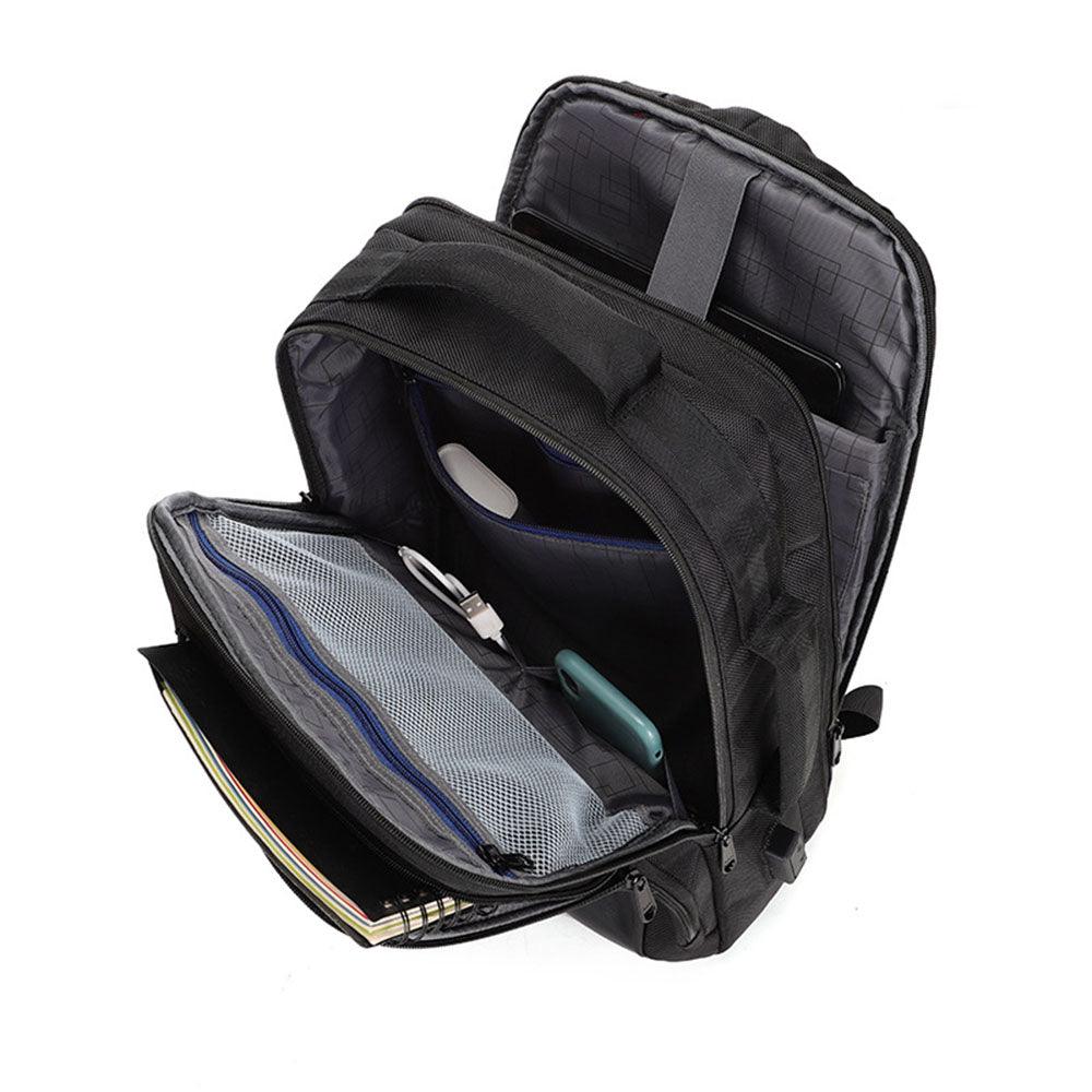Business Backpack Laptop Computer Bag Schoolbag Shoulders Storage Bag Waterproof with USB Headset Interface (Black) - MRSLM