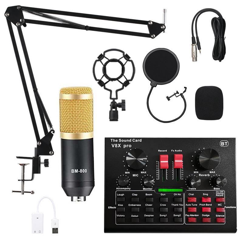 BM800 Pro Condenser Microphone Kit with V8X PRO Muti-functional Bluetooth Sound Card - MRSLM