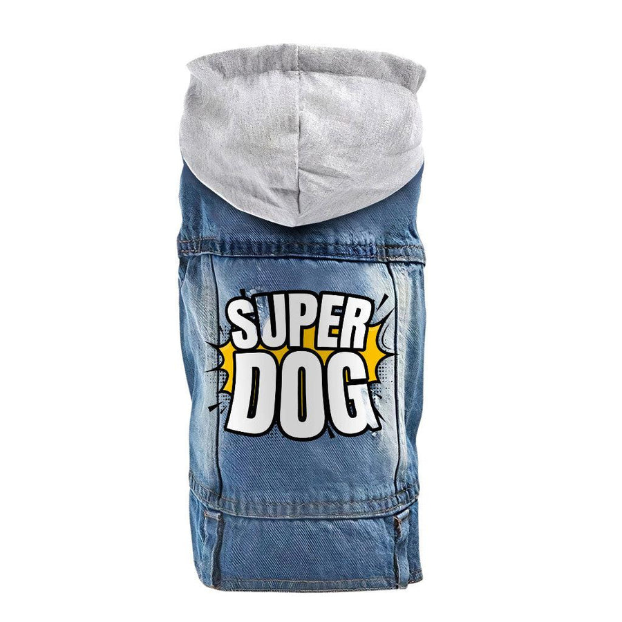 Super Dog Denim Jacket - Colorful Dog Denim Coat - Graphic Dog Clothing - MRSLM