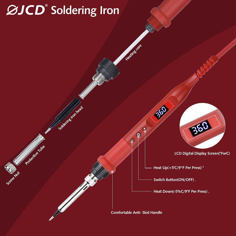 JCD 908U 100W Soldering Iron Tool Kit 220V/110V 180~500℃/356~932℉ Adjustable Temperature LCD Soldeing Station Welding Repair Tools wiht Soldering Holder Solder Tips - MRSLM