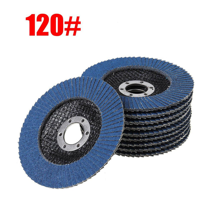 10pcs 4.5 Inch 40-120 Grit Sanding Flap Discs Frosted Sheet Blue Sand 115 Type Louvre Polishing Wheel - MRSLM