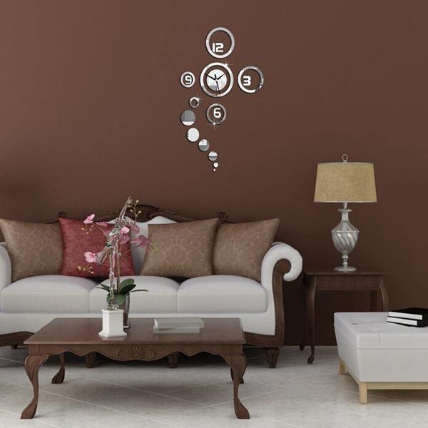 Honana DX-X1 Creative 3D Acrylic Mirror Wall Sticker Quartz Clocks Watch Large Home Decor - MRSLM