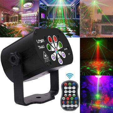 8 Holes 120 Patterns USB LED Laser Light RGB Projector Stage Strobe Lamp DJ KTV Party Lighting with Remote Control - MRSLM