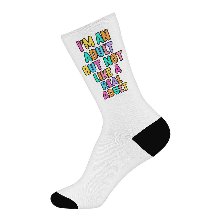 I'm an Adult Socks - Colorful Novelty Socks - Printed Crew Socks - MRSLM