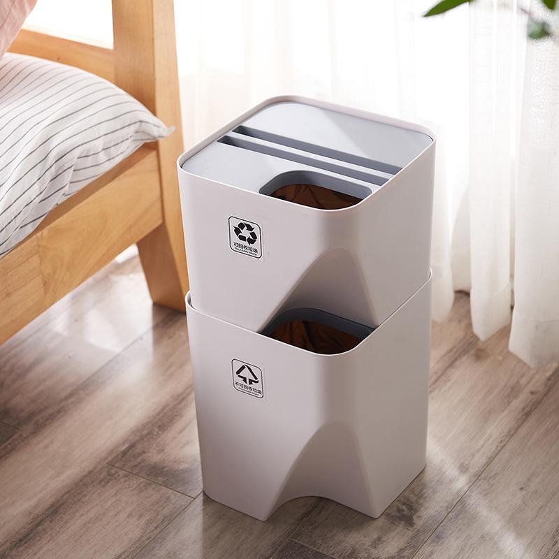 Kitchen Trash Can Recycle Bin Stacked Sorting Trash Bin Household Dry And Wet Separation Waste Bin Rubbish Bin for Bathroom - MRSLM
