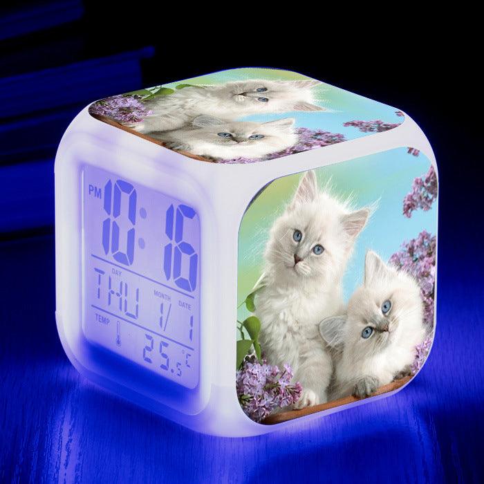 Cat narrow colorful square alarm clock - MRSLM