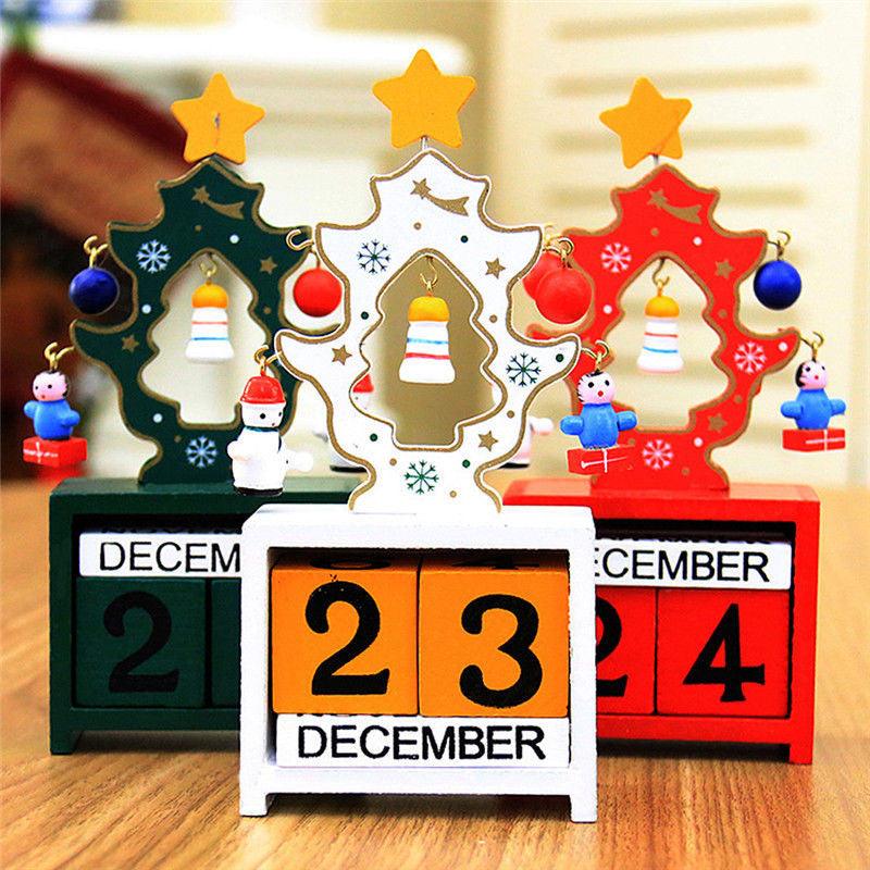 Christmas Creative Gift Mini Wooden Calendar Home Ornament Table Desk Decor - MRSLM