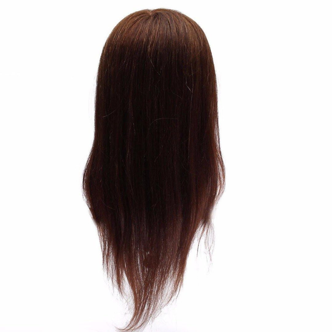 20" Brown 90% Human Hair Hairdressing Training Head Mannequin Model Braiding Practice Salon Clamp - MRSLM