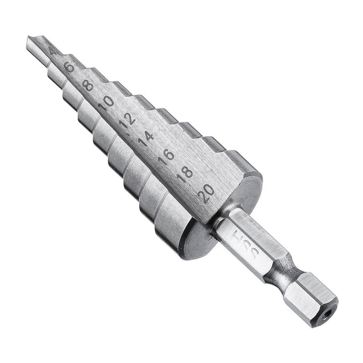 Drillpro 4-12/20/32mm HSS Hex Shank Step Drill Bit High Step Steel Hole Cutter - MRSLM