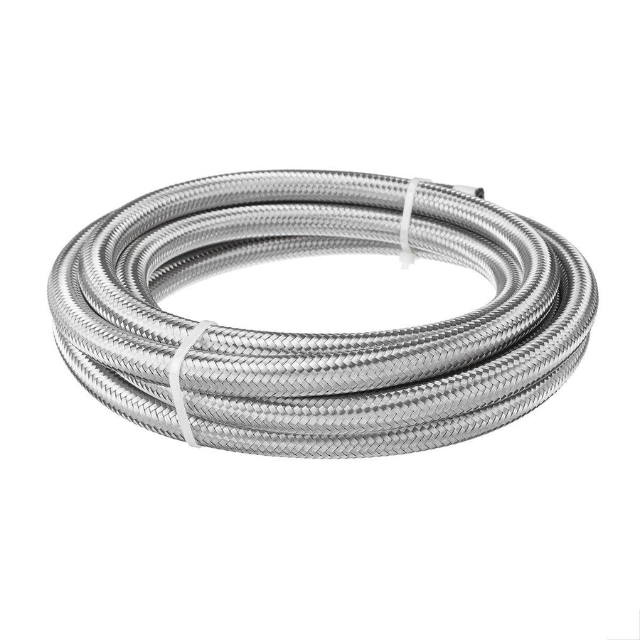 10FT AN4 AN6 AN8 AN10 Fuel Hose Oil Gas Line Pipe Stainless Steel Braided Silver - MRSLM