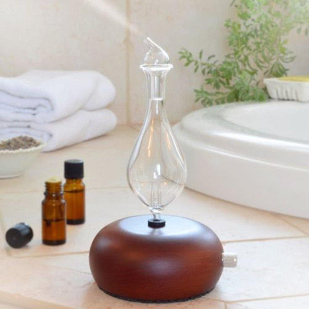 Wood & Glass Pure Essential Oils Diffuser Aromatherapy Machine Air Nebulizer Adjustable - MRSLM