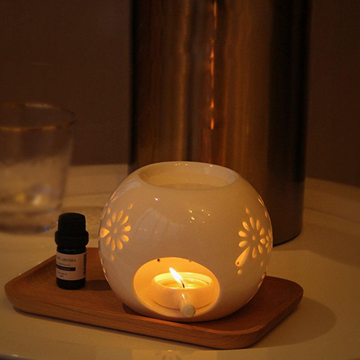 Ceramic Wax Melt Warmer Essential Incense Oil Burner Aromatherapy Candle Holder - MRSLM