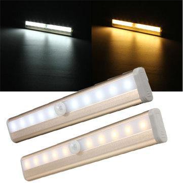 10 LED Cabinet Light PIR Human Body Motion Sensor Lamp Cupboard Closet LED Night Light LED Strip Light 6V - MRSLM