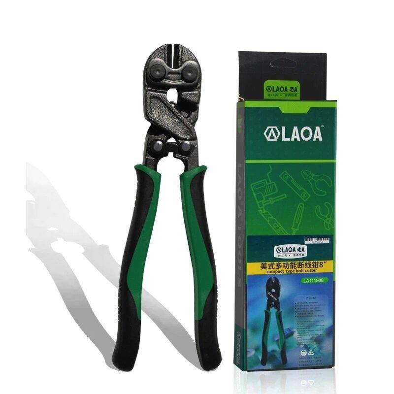 LAOA 8 Inch Bolt Cutters Cr-Mo Steel Wire Cutters 5.2MM Max Cutting Round Nose Scissors 58HRC with Black Coating Treatment - MRSLM