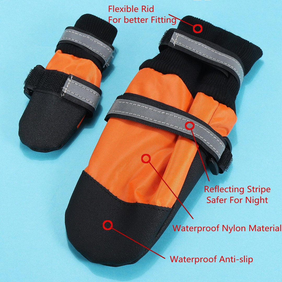 4Pcs Pet Dog Rain Snow Boots Warm Shoe Anti-slip Footwear Sock Waterproof Shoe Covers - MRSLM