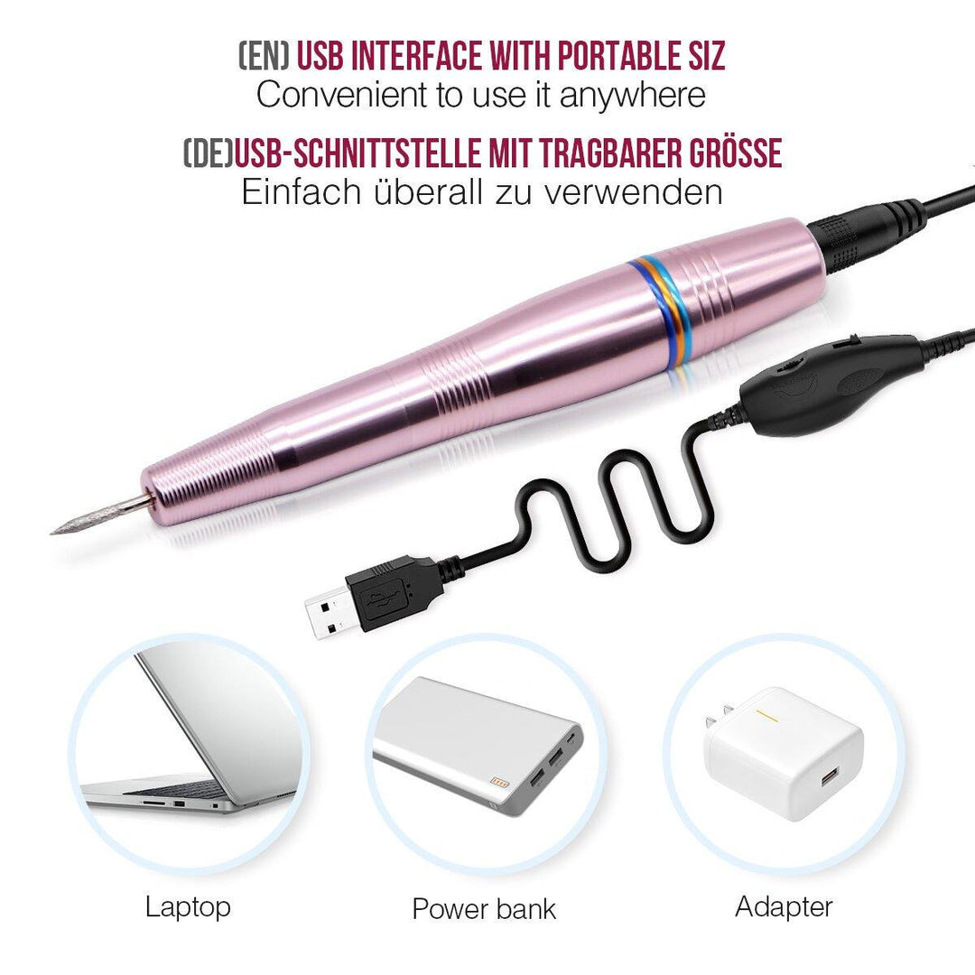 USB Electric Nail Drill Portable Manicure Set Nail Polish Head Drill Set - MRSLM