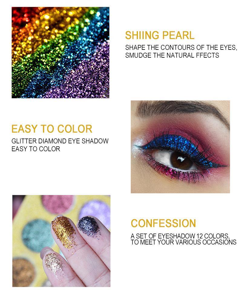 IMAGIC Rainbow Glitters Diamond Eyeshadow Palette Pearlescent Multipurpose Eyeshadow Palette - MRSLM