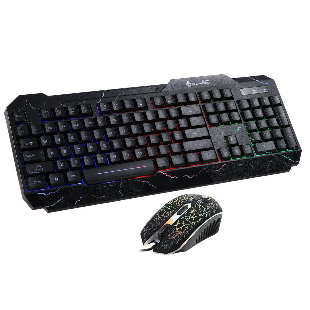 104 Key USB Wired Gaming Keyboard and Mouse Set RGB LED Changing Backlight Mouse For Computer Desktop Notebook - MRSLM