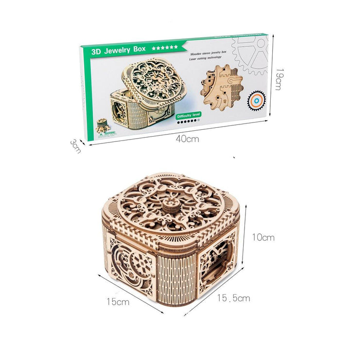 Wooden Mechanical Transmission Jewelry Box DIY Home Office Decor - MRSLM