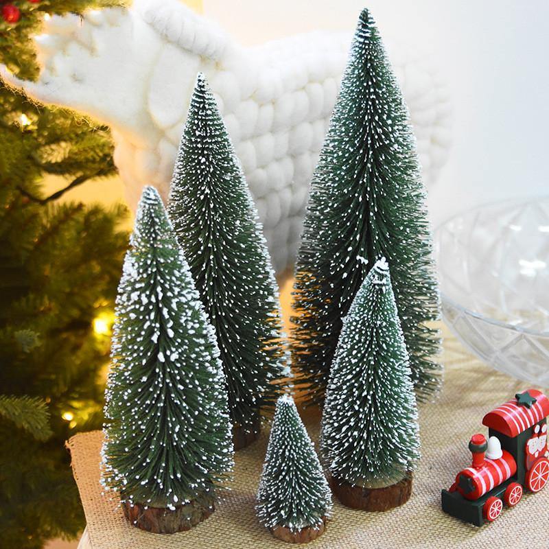 Mini Christmas Tree with Pine Needles Flocking Christmas Tree with White Cedar Tabletop Small Christmas Tree Tabletop Decoration - MRSLM