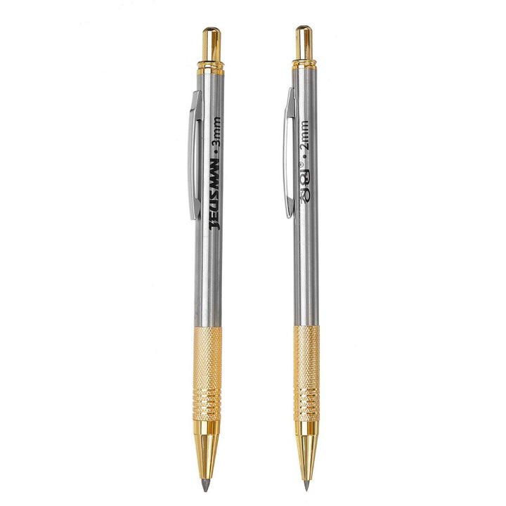 2mm/3mm Leads Mechanical Carpenters Pencils Builders Tradesman Clutch 2B Pencil+2Black Pencil Lead - MRSLM