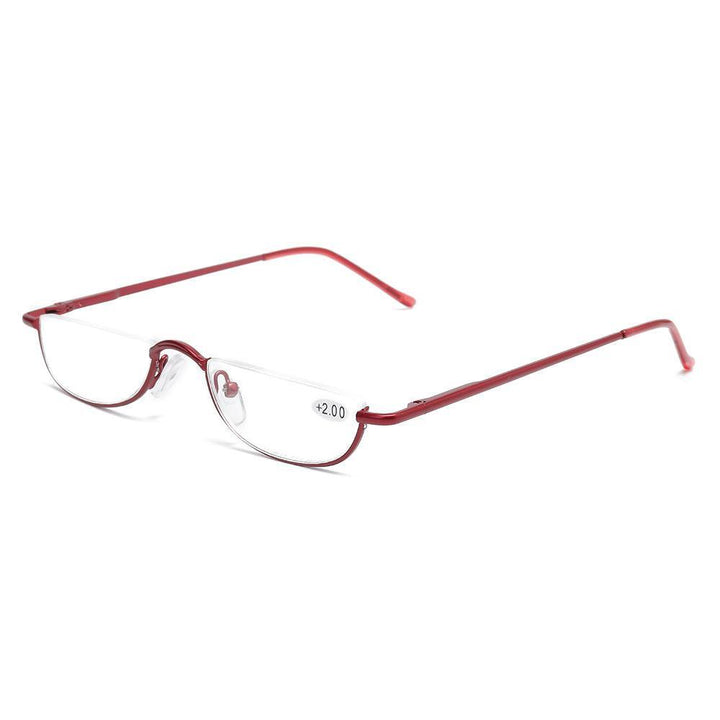 Women Vogue Vintage Reading Glasses Light Flexible High Definition Square Half Frame Presbyopic Glasses - MRSLM