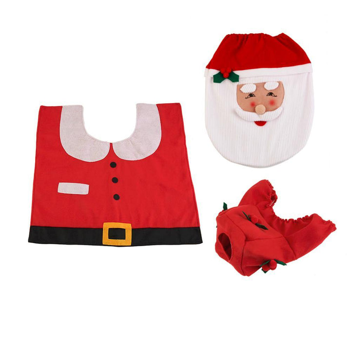 Christmas Honana BH227 Reindeer Toilet Seat Cover Happy Santa Closestool Decorations Rug Set - MRSLM