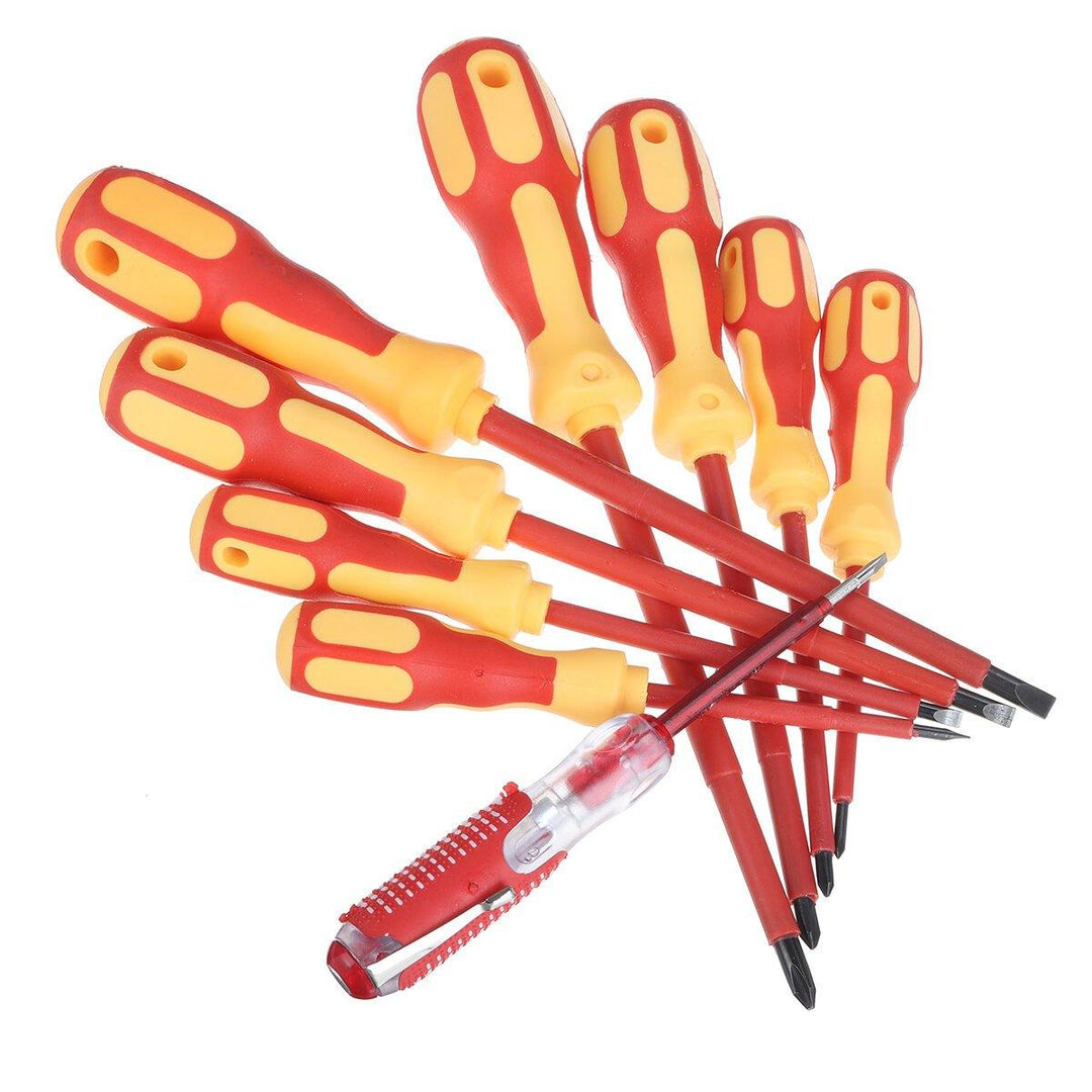 9Pcs Electricians Insulated Magnetic Screwdrivers Hand Screwdriver Tools Set Multifunctional Insulated Screw Driver - MRSLM