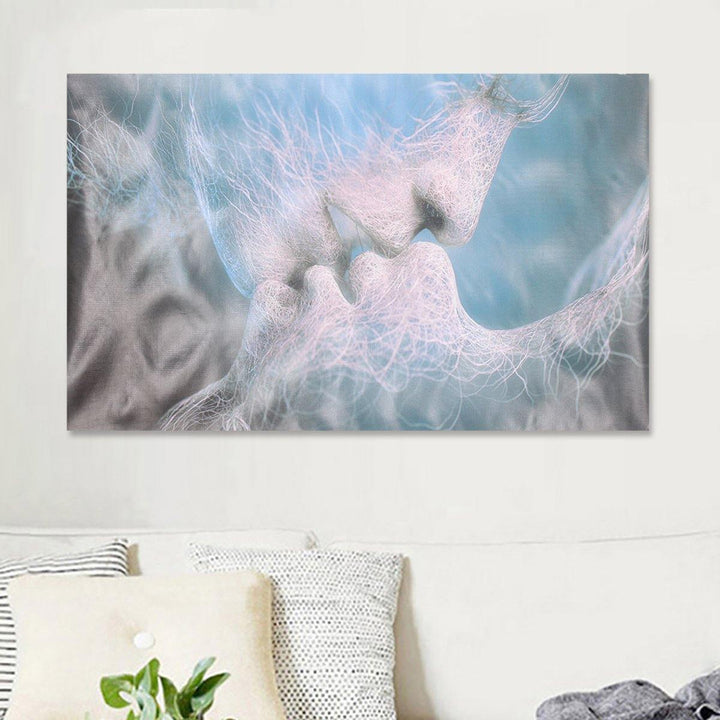 1 Piece Canvas Print Painting Blue Love Kiss Abstract Art Wall Art Picture Print Wall Decor Art Decoration Frameless for Home Office - MRSLM