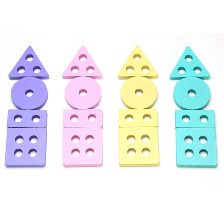 Wooden Building Blocks Childrens Early Learning Educational Toys Color Shape Matching Cognition Kids Toy For Boys Girls - MRSLM