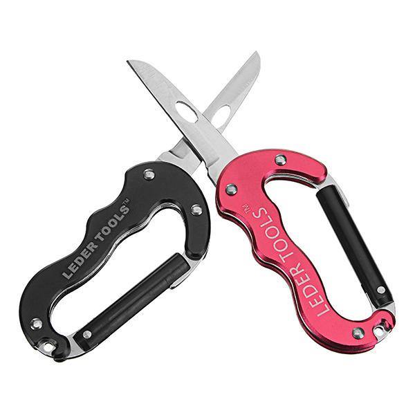 Aluminum Alloy Carabiner Hook Multifunctional Quick Release Hiking Buckle with Foldable Cutter - MRSLM