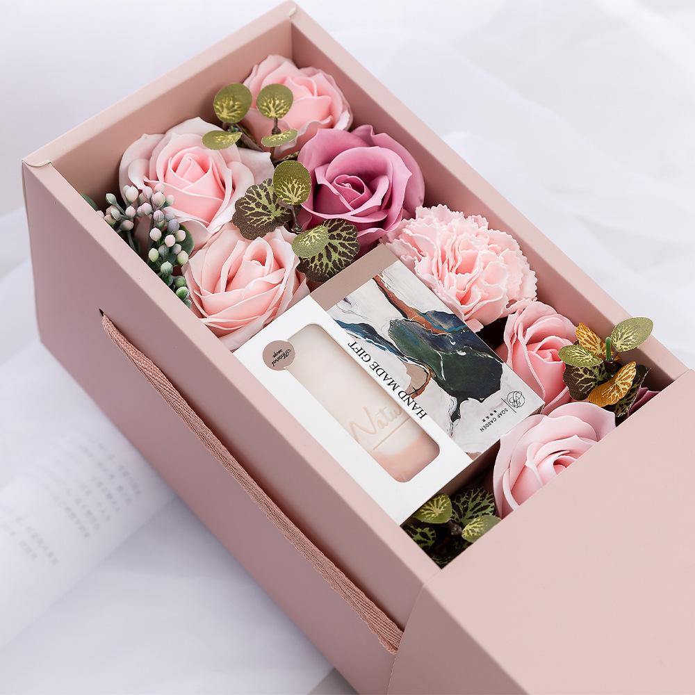 Rose Flower Soap Flower Gift Box Valentine's Day Gift Handmade Soap Hand Bouquet Flower Box - MRSLM