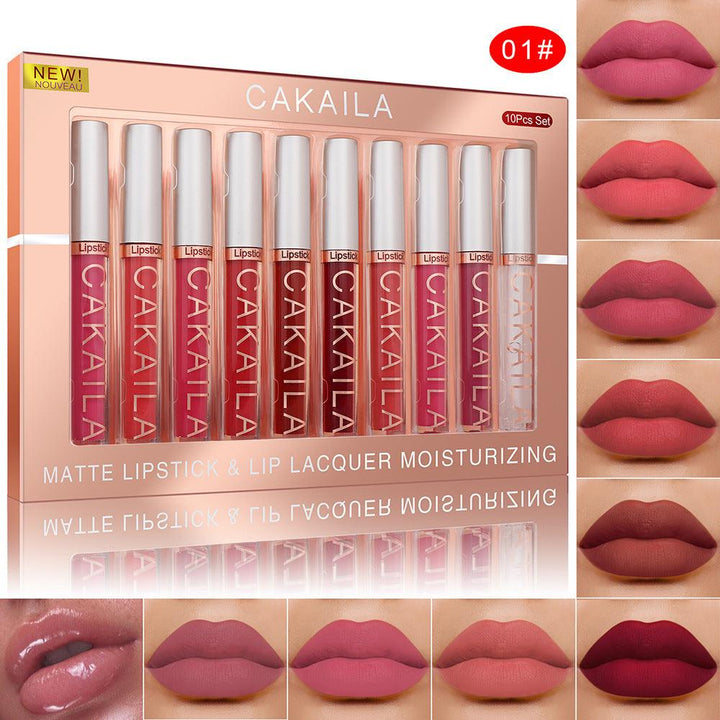 Pack Of 10 Matte Nonstick Cup Waterproof Lip Gloss - MRSLM