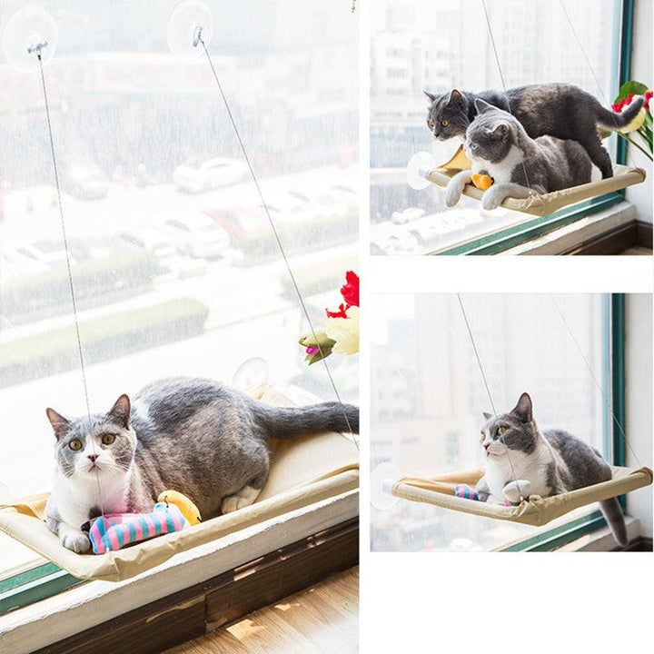 Yani HP-DC1 Pet Cat Window Hammock Soft Cat Kennels 15KG Cat Safe Hanging Shelf Seat Pet Bed (Beige) - MRSLM