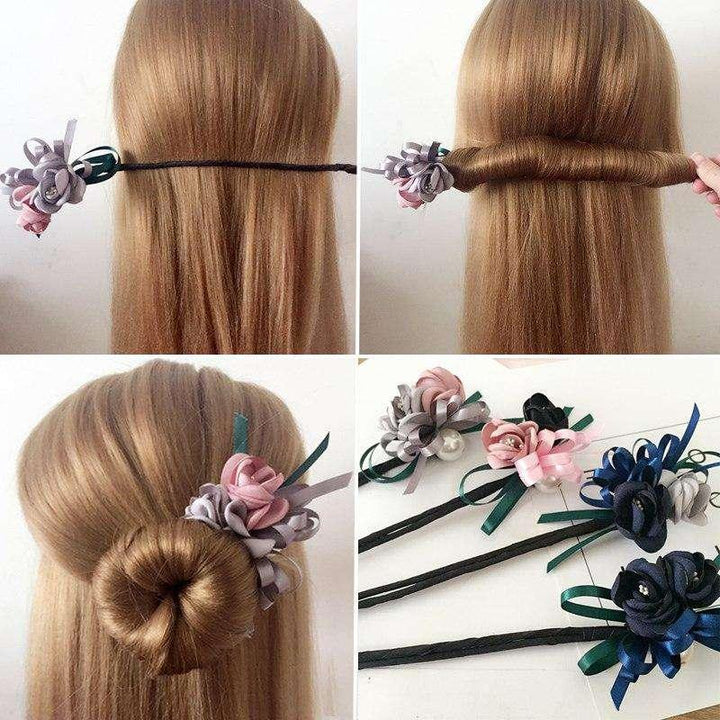 Ball head flower pearl hair plate hair lazy fluffy flower skull shape styling Korean head flower hair accessories - MRSLM
