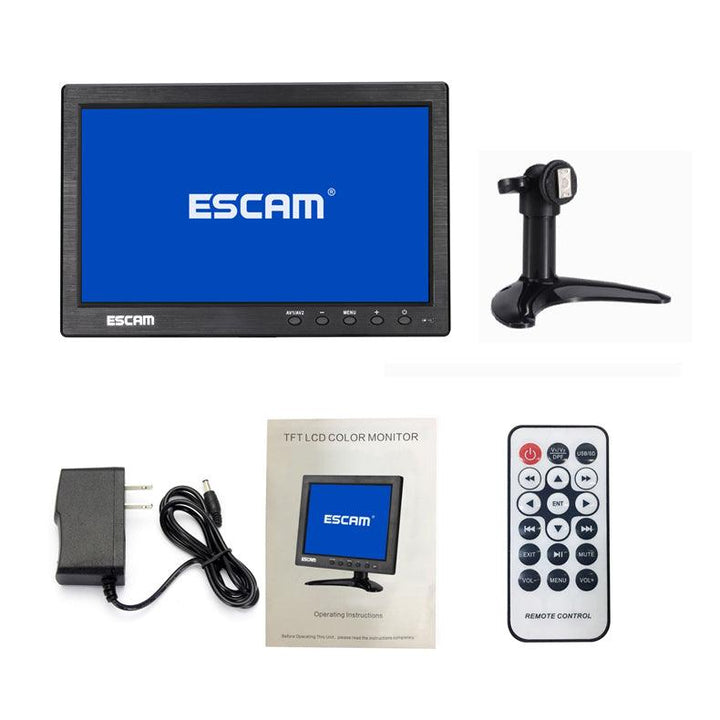 ESCAM T10 10 inch TFT LCD 1024x600 Monitor with VGA HDMI AV BNC USB for PC CCTV Security Camera - MRSLM