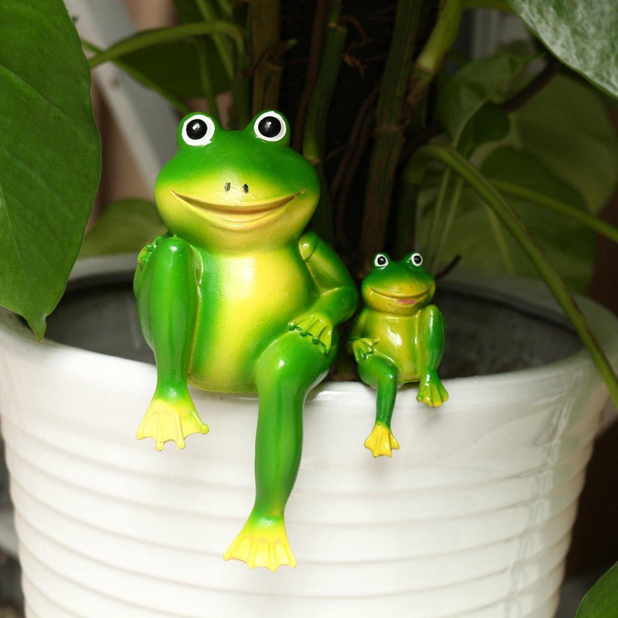Resin Sitting Frogs Statue Outdoor Frog Sculpture Garden Decorations Ornaments (Small) - MRSLM