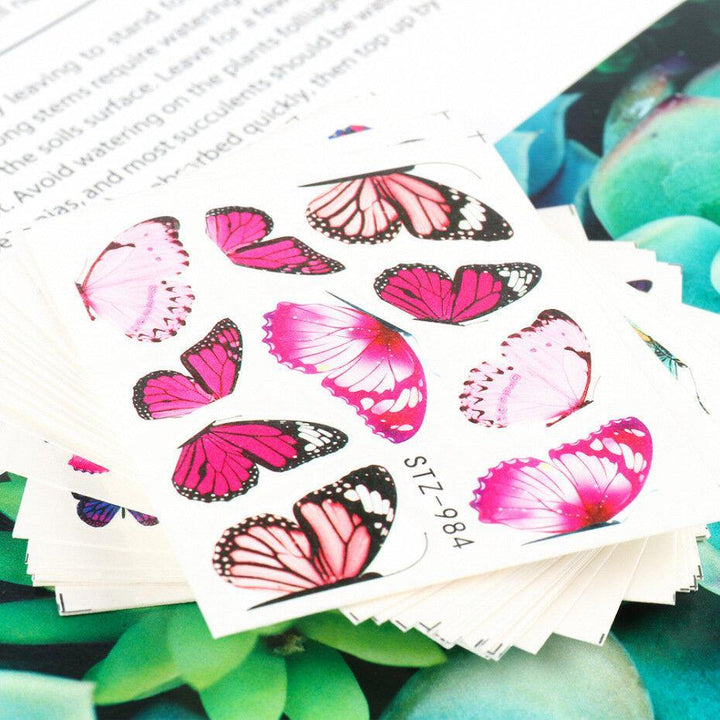 30 Pcs Nail Art Stickers Retro Watercolor Big Butterfly Water Transfer Stickers - MRSLM