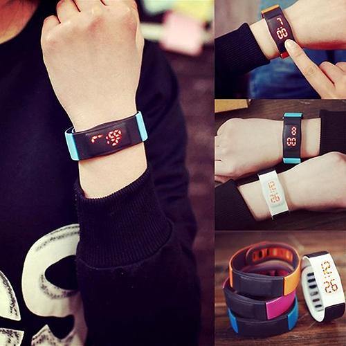 Women Men Silicone Band Strap Digital LED Display Bracelet Wrist Sports Watch - MRSLM