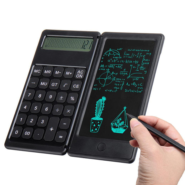 [Highlight Version] Gideatech 12 Digits Display Desktop Calculator with 6 Inch LCD Writing Tablet Foldable Repeated Writing Digital Drawing Pad with Stylus Pen Eraser Button Lock - MRSLM