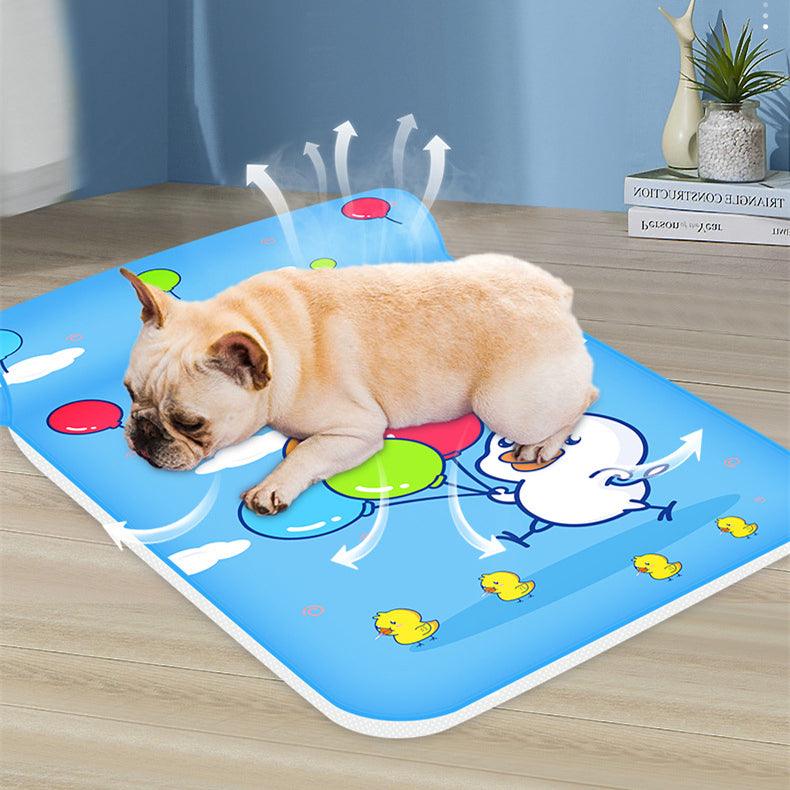 Summer Cooling Dog Mat With Pillow For Dog Cat Breathable Ice Pad Washable Sofa Breathable Print Cooling Pet Dog Bed For Dogs - MRSLM