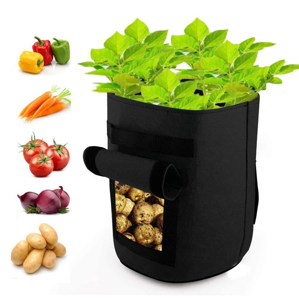 10/7 Gallon Potato Plant Grow Bags Double Door Pot Nonwoven Breathable Cloth Bags for Potato/Plant Indoor Outdoor Seedling Bags - MRSLM