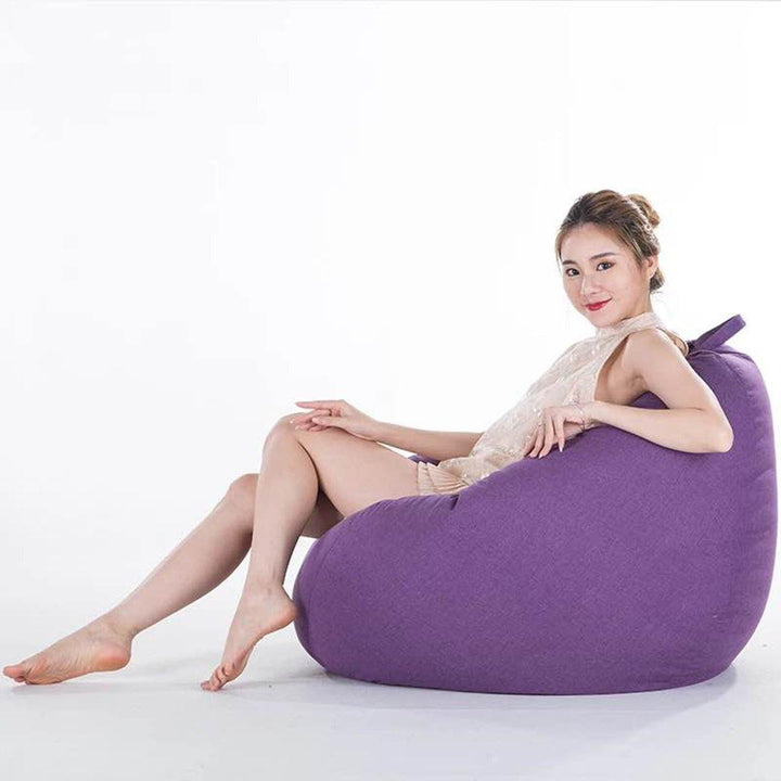 Lazy Bean Sofas Cover Chairs Filler Linen Cloth Lounger Seat Bean Bag Pouf Puff Couch Tatami for Living Room - MRSLM