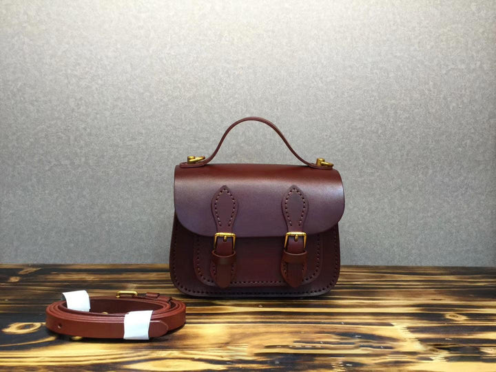 Vintage Tree Cream Leather Portable Messenger Bag - MRSLM