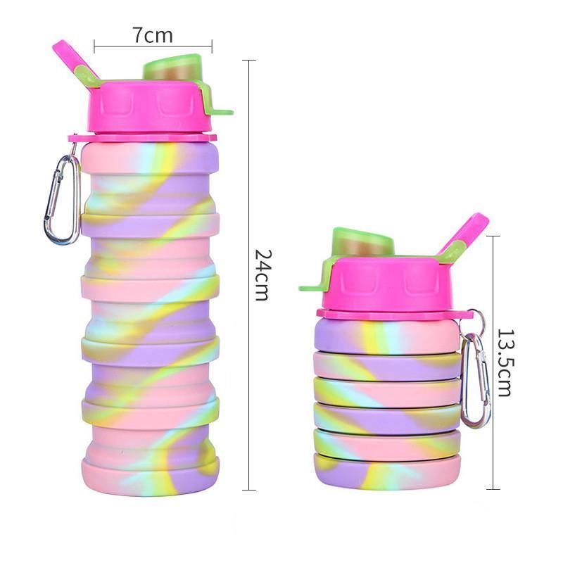 Foldable Water Bottle Leakproof Fold Silicone Cute Water Bottles Kids Cup with Straw - MRSLM