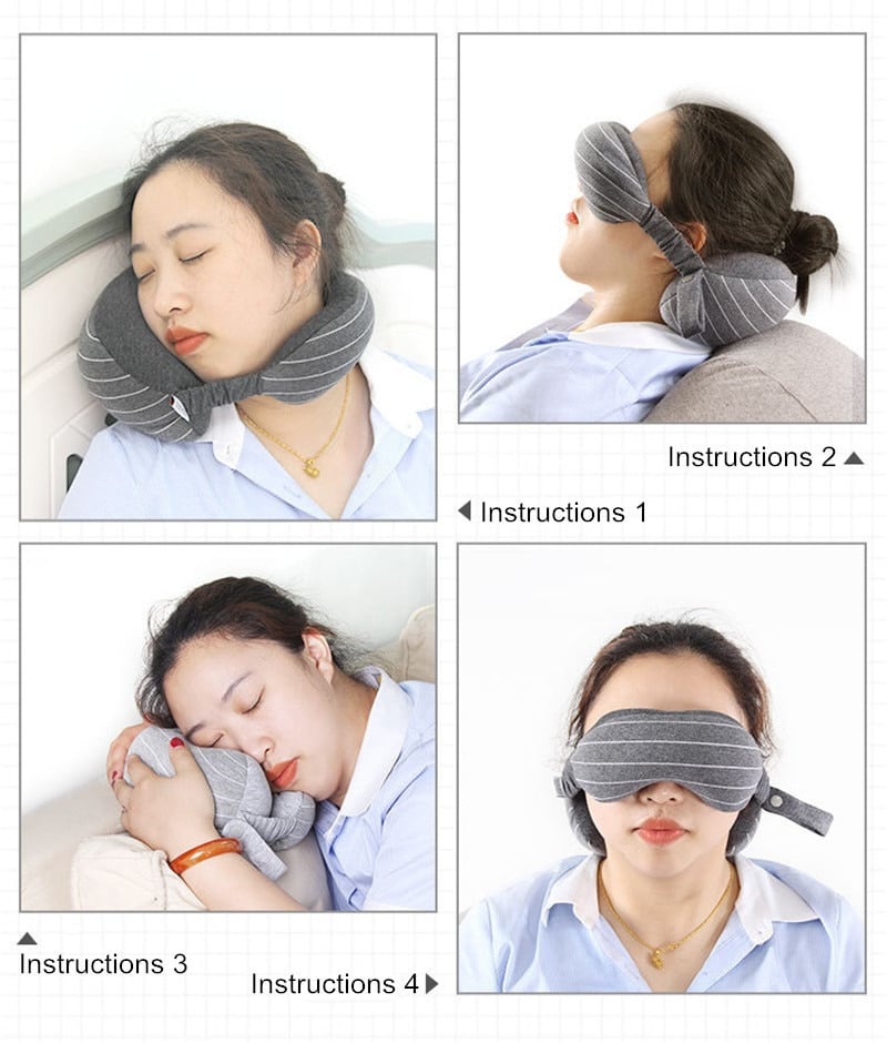 travel neck pillow and eye mask set, view 7 - MRSLM