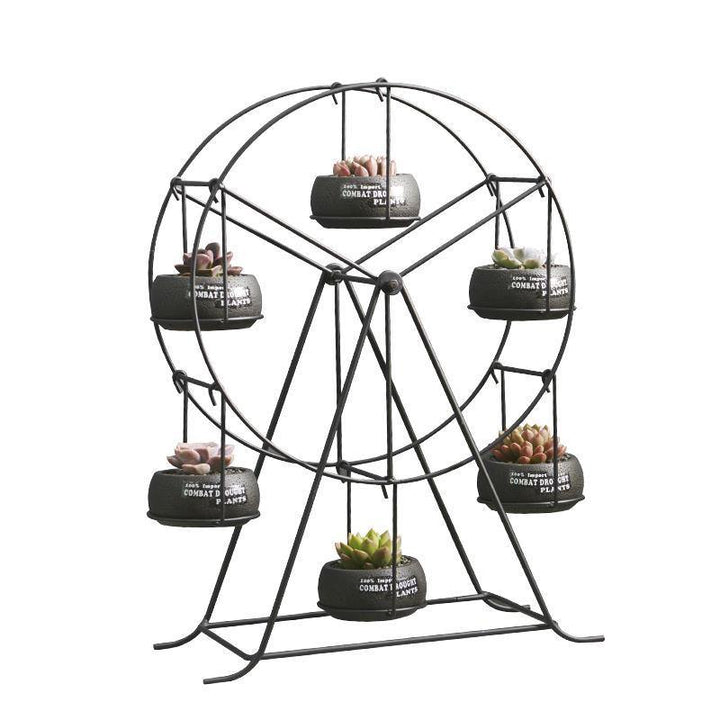 Ferris Wheel-stand with 6 Cement Succulent Plant Pots - MRSLM